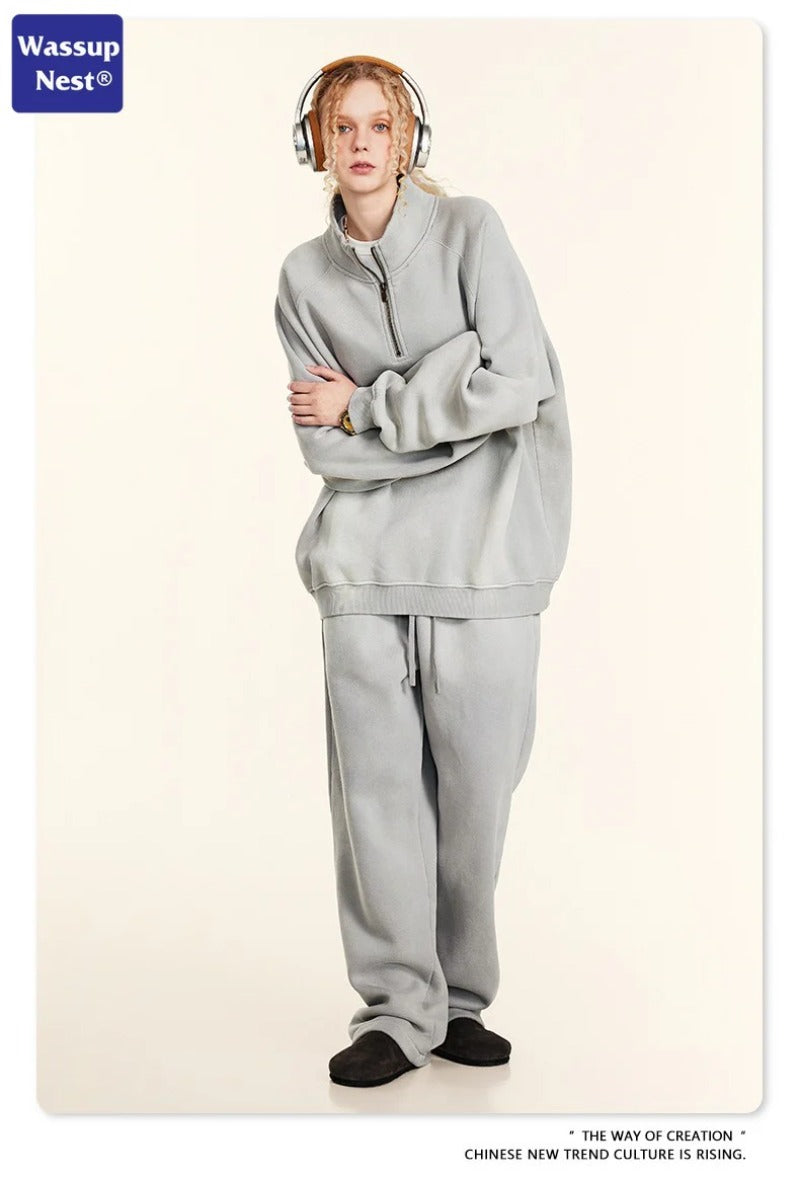 Cleanfit Monkey Washed Half-zip Hoodie Set WN109BEW30K29