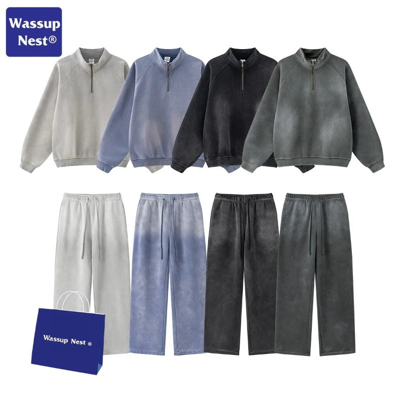 Cleanfit Monkey Washed Half-zip Hoodie Set WN109BEW30K29