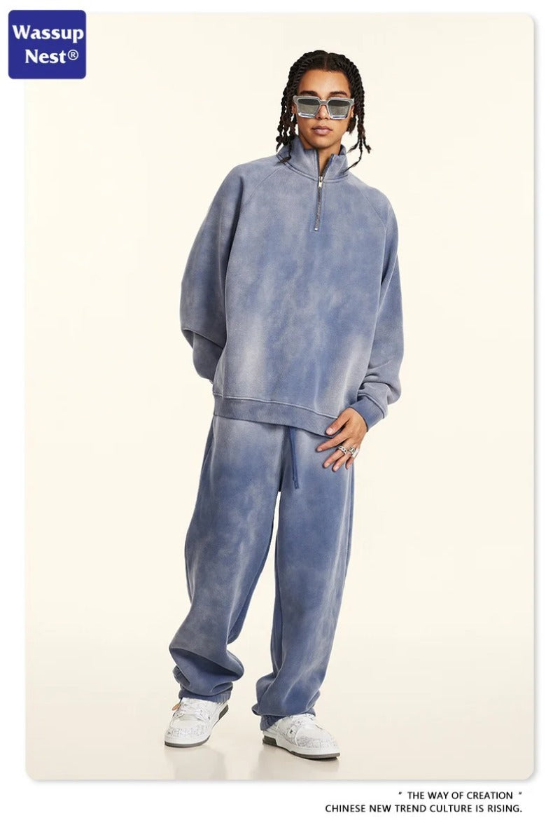 Cleanfit Monkey Washed Half-zip Hoodie Set WN109BEW30K29