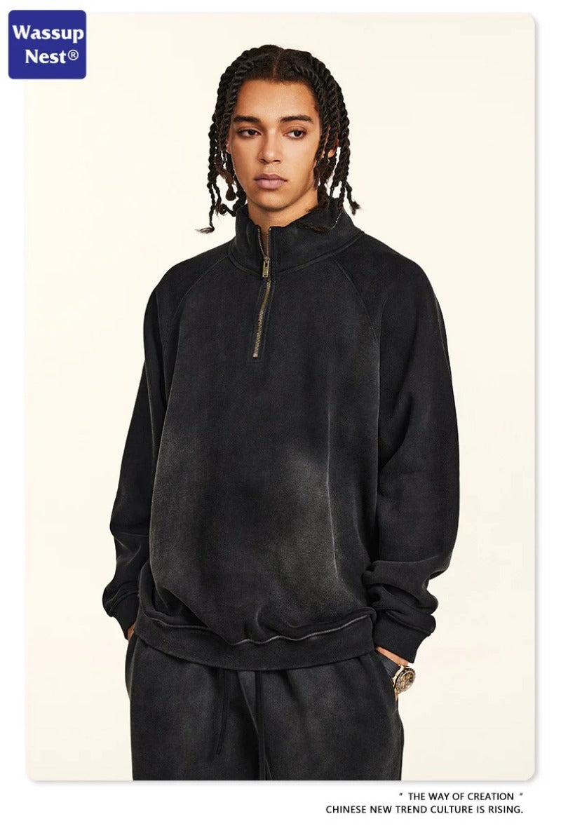Cleanfit Monkey Washed Half-zip Hoodie Set WN109BEW30K29