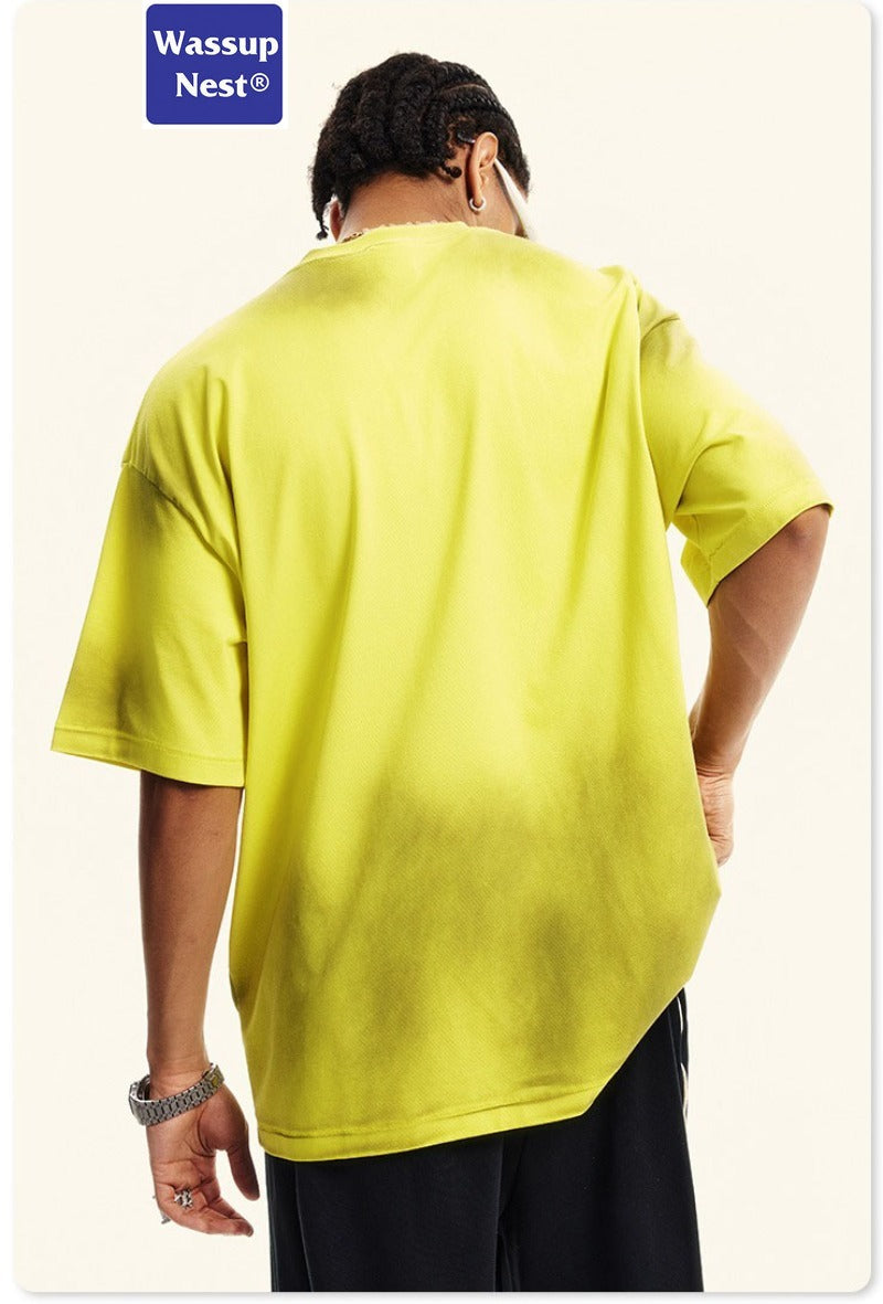 Basic Grunge Washed Old Craft and Dirty T-shirt WN003BES2019